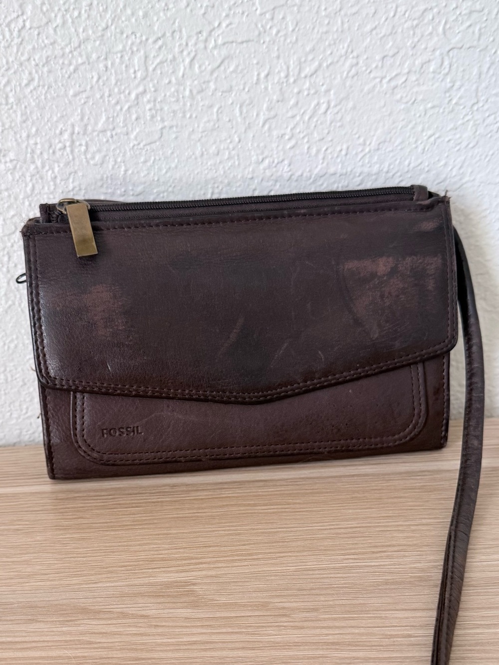 Vintage Fossil Wallet Brown Crossbody